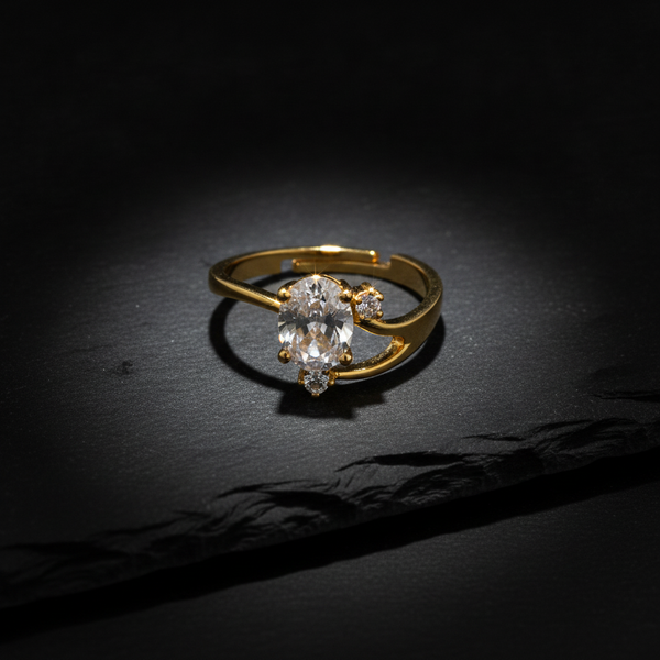 Elegant Oval Cut Crystal Solitaire Ring for Women