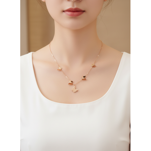 Elegant Rose Gold Butterfly Charm Pendant Necklace