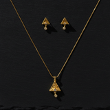 Triangle Sparkle Pendant Necklace Set for Women