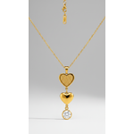 Golden Double Heart Crystal Pendant Necklace for Women