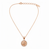 Rose Gold Crystal Sunburst Pendant Necklace for Women