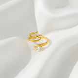 Trendy Snake Style Adjustable Ring with Crystal CZ Stone