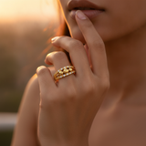 Trendy Triple Ball CZ Adjustable Ring for Women & Girls