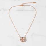 Heart-Shaped Crystal Clover Pendant Necklace