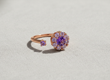 Rose Gold Purple Floral Adjustable Ring for Women
