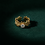 Luxury Flower Blossom Adjustable Ring with Sparkling CZ for Women