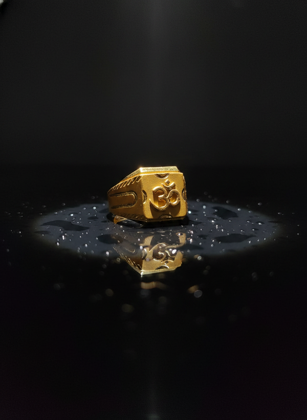 NXGOLD Divine Om Classic Gold Signet Ring for Men