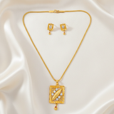NXGOLD Premium Square Leaf Pendant Necklace & Earrings Set