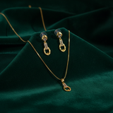 Premium Oval Link Pendant Necklace & Matching Earrings
