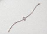 Pink Halo CZ Tennis 925 Sterling Silver Bracelet for Women