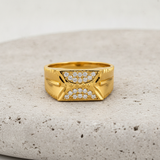 Imperial Crystal Bow Crest Gold Ring
