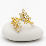 Elegant Marquise Crystal Leaf Adjustable Ring for Women