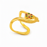 Elegant Navratna Floral Adjustable Ring for Women