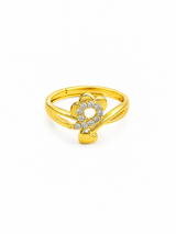 Floral Heart CZ Adjustable Ring for Women