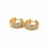 NXGOLD Luxe Pavé Crystal Gold-Toned Huggie Hoop Earrings for Women