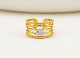 Elegant Anti-Tarnish Layered Infinity Ring with CZ Stone