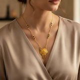 NXGOLD Ethnic Black Bead Mangalsutra with Antique Pendant