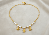 Dainty Starfish Pearl Beaded Necklace for Women & Girls