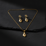 Luxury CZ Diamond Shape Pendant Necklace & Earrings Set