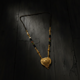 NXGOLD Royal Heritage Black Bead Mangalsutra with Antique Peacock Pendant