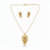 Designer Square Pendant Necklace with Matching Earrings