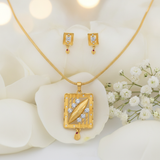 NXGOLD Premium Square Leaf Pendant Necklace & Earrings Set