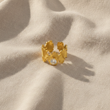 NXGOLD Leaf Adjustable Ring with Solitaire CZ Stone for Women