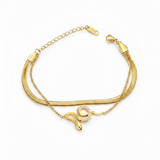 NXGOLD Snake Charm Double Layer Gold-Plated Bracelet for Women