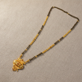 NXGOLD Traditional Multi-Strand Black Bead Mangalsutra with Antique Barrel Pendant