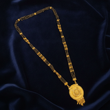 Designer Black Bead Mangalsutra with Heritage Round Pendant for Women