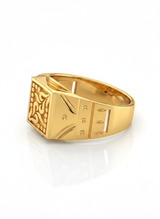 NXGOLD Royal Engraved Square Signet Gold Ring for Men