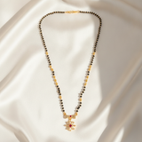 Traditional Mangalsutra with Red Stone & Sparkling CZ Flower Design
