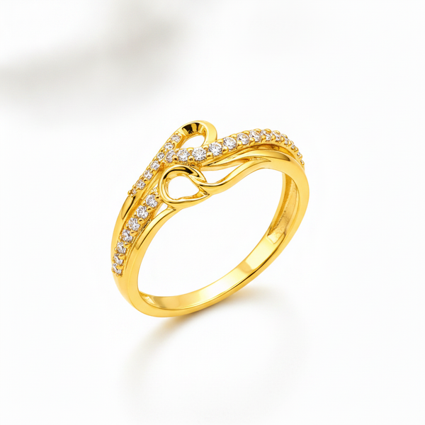 Elegant Wave Infinity Stone Studded Ring for Women