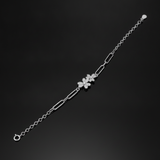 Elegant Twin Daisy Cubic Zirconia 925 Sterling Silver Bracelet for Women & Girls