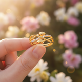 NXGOLD Infinity Leaf CZ Adjustable Ring for Women
