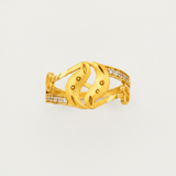 Elegant Leaf Embrace Crystal Ring for Women