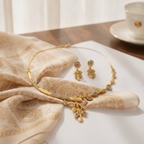 NXGOLD Premium Leaf Vine Crystal Necklace Set for Women