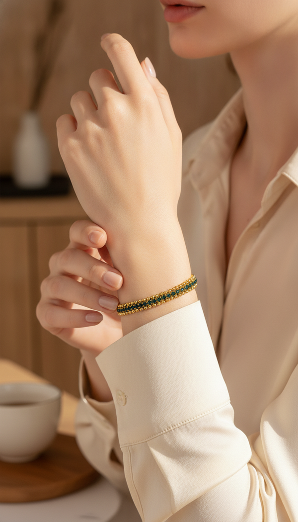NXGOLD Designer Green Cubic Zirconia Bracelet for Women