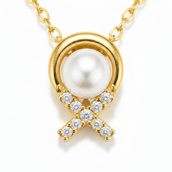Elegant Gold Bead Chain Necklace with Pearl Pendant