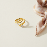 Trendy Snake Style Adjustable Ring with Crystal CZ Stone