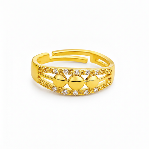 Trendy Triple Ball CZ Adjustable Ring for Women & Girls
