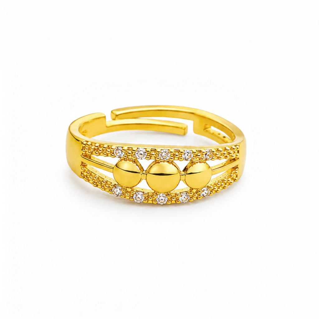 Trendy Triple Ball CZ Adjustable Ring for Women & Girls