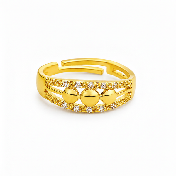 Trendy Triple Ball CZ Adjustable Ring for Women & Girls
