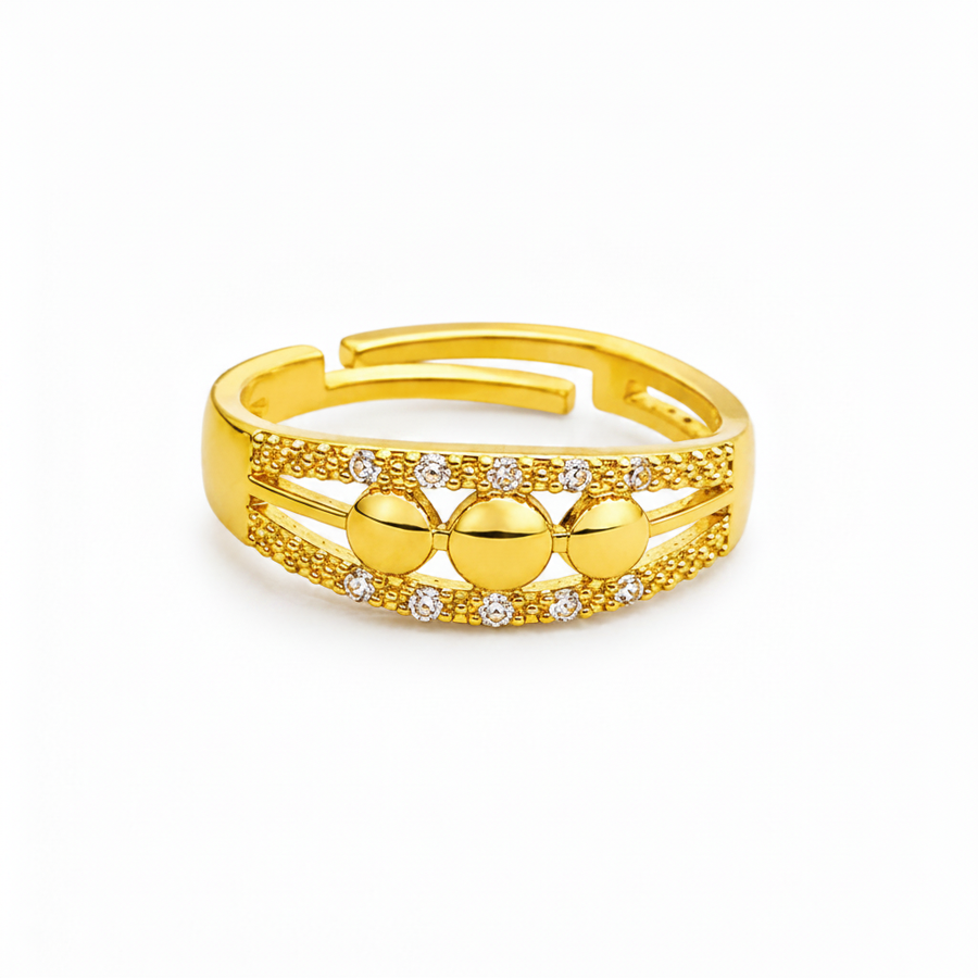 Trendy Triple Ball CZ Adjustable Ring for Women & Girls