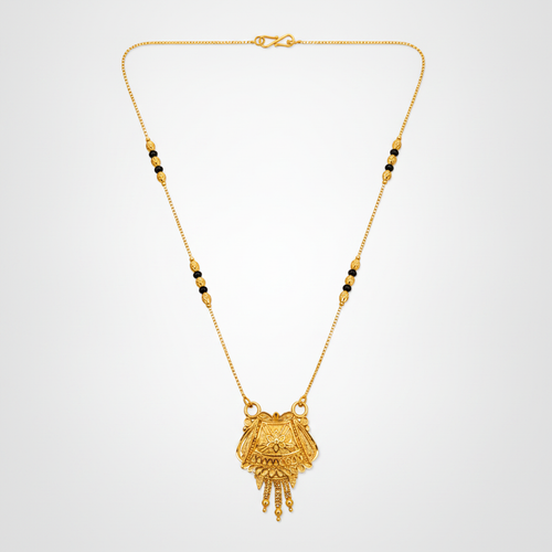 NXGOLD Ethnic Black Bead Mangalsutra with Antique Pendant