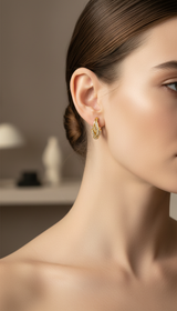 Twisted Crystal Gold-Toned Hoop Earrings for Women