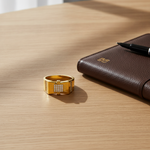 NXGOLD Regal Square Crystal Signet Ring for Men & Boys