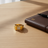 NXGOLD Regal Square Crystal Signet Ring for Men & Boys