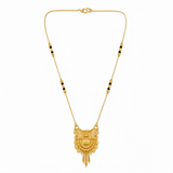 NXGOLD Antique Floral Pendant Mangalsutra with Black Beads