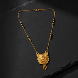 NXGOLD Antique Floral Pendant Mangalsutra with Black Beads